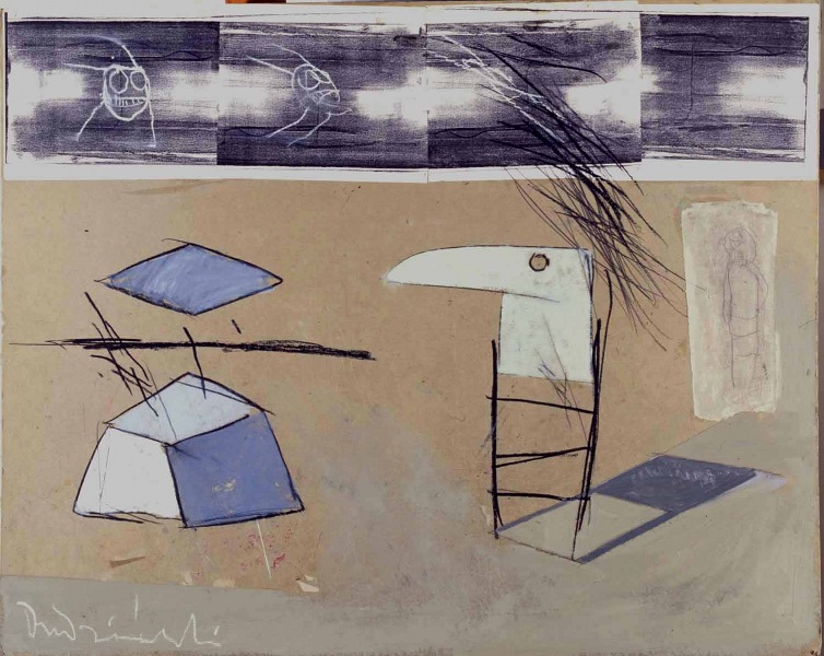Na wyścigach&nbsp;&nbsp;&nbsp;&nbsp;1990&nbsp;&nbsp;&nbsp;&nbsp;olej + collage&nbsp;&nbsp;&nbsp;&nbsp;75 x 107cm